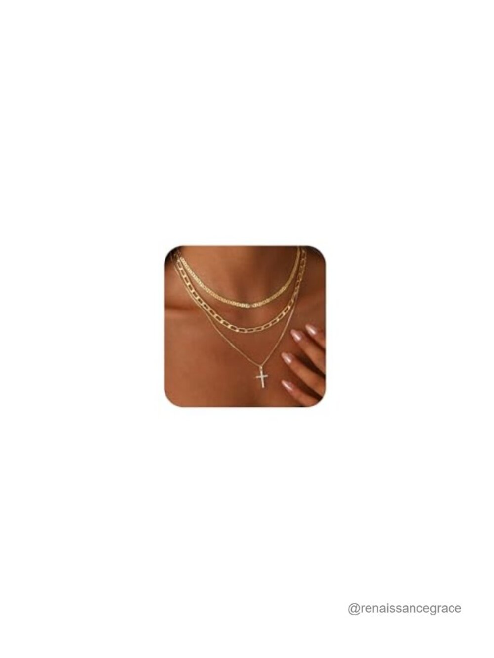 14K Gold Plated Cross Necklace for Women, Dainty CZ Pendant, Layering Chain